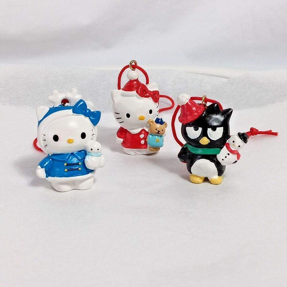 Vintage 2004 Sanrio Hello Kitty Christmas Miniature Ornaments Badu-Maru Red Cord